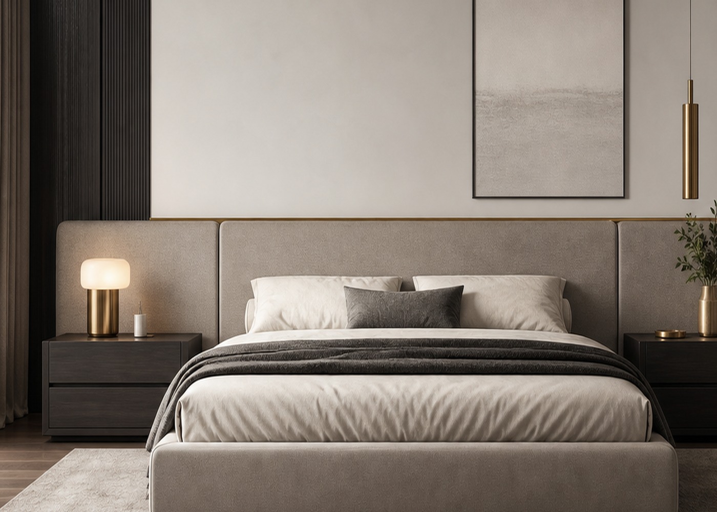Upholstered Platform Bed detail view